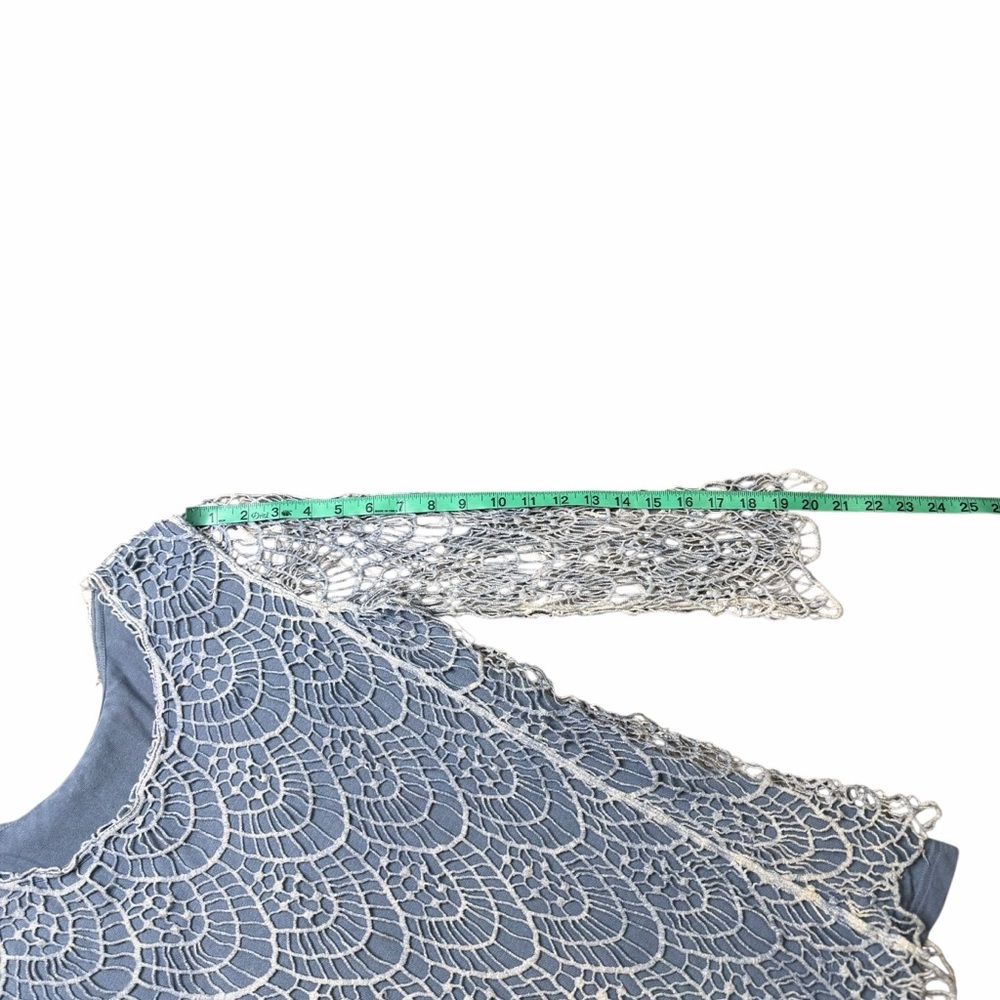 V Cristina Cornflower Blue Lace Crochet Overlay Long Sleeve Blouse - Size Large - Picture 12 of 12